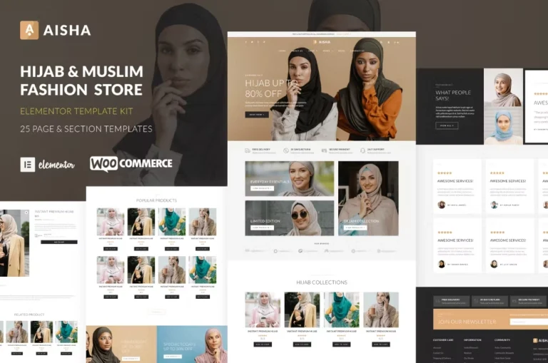 Aisha – Hijab & Muslim Wear Store Elementor Template Aisha – Hijab & Muslim Wear Store Elementor Template - Imagen 1
