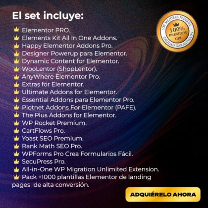 Super pack Elementor Pro + Addons + Templates Landing Pages