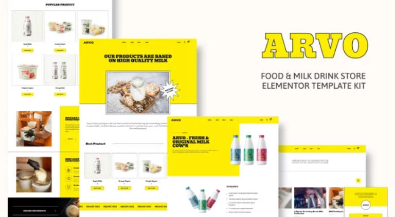 Arvo – Food & Milk Drink Store Elementor Template Arvo – Food & Milk Drink Store Elementor Template - Imagen 1