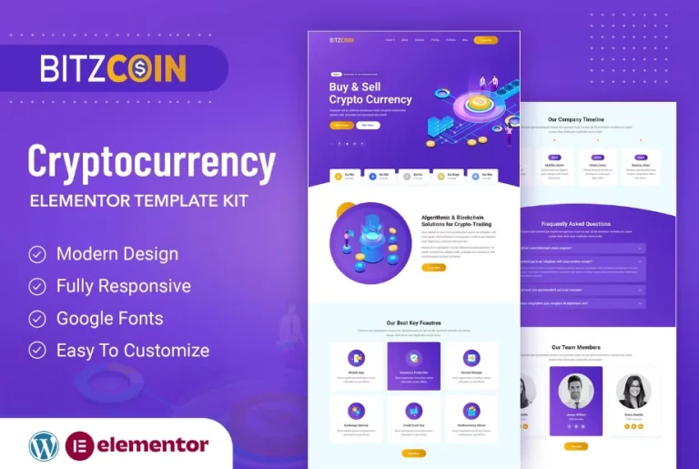 BitzCoin – Crypto Exchange Elementor Template BitzCoin – Crypto Exchange Elementor Template - Imagen 1