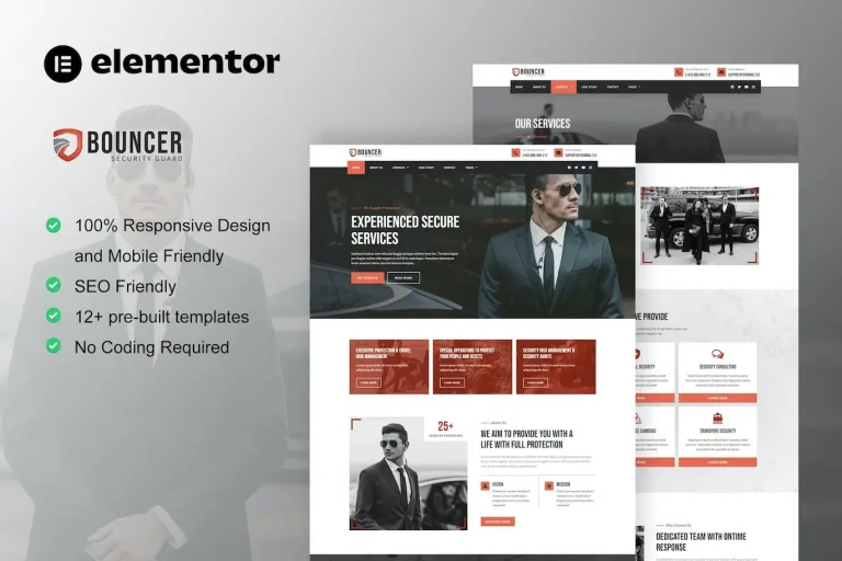 Bouncer – Bodyguard & Security Agency Elementor Template Bouncer – Bodyguard & Security Agency Elementor Template - Imagen 1