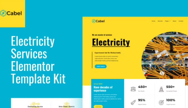 Cabel – Electricity Services Elementor Template Cabel – Electricity Services Elementor Template - Imagen 1