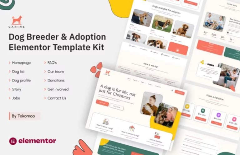 Carine | Dog Breeder & Adoption Elementor Template Carine | Dog Breeder & Adoption Elementor Template - Imagen 1