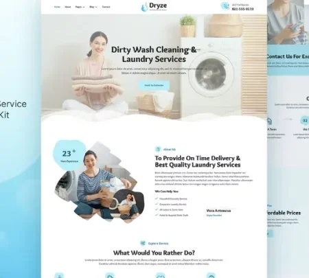 Dryze – Dry Cleaning & Laundry Service Elementor Template