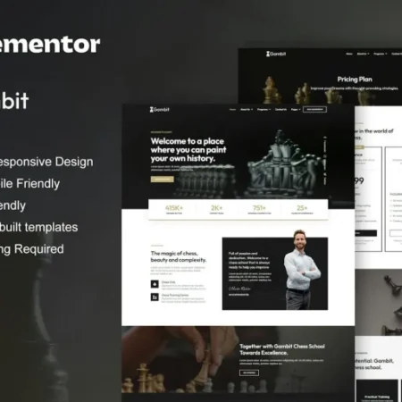 Gambit – Chess Club Courses & Training Elementor Template