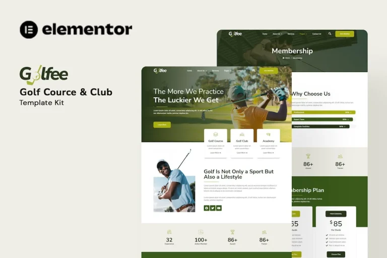 Golfee – Golf Course & Club Elementor Template Golfee – Golf Course & Club Elementor Template - Imagen 1