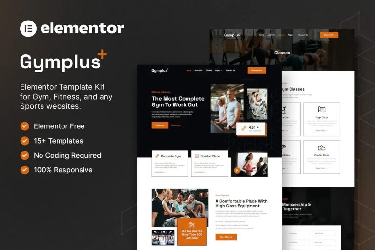 Gymplus – Gym & Fitness Elementor Template Gymplus – Gym & Fitness Elementor Template - Imagen 1