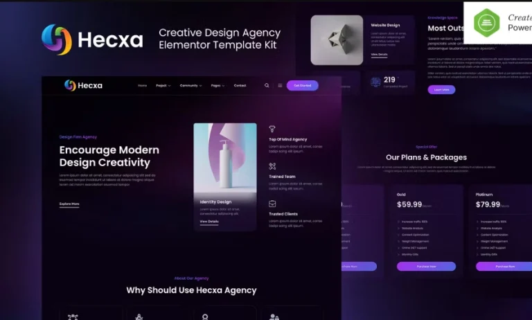 Hecxa – Creative Design Agency Elementor Template Hecxa – Creative Design Agency Elementor Template - Imagen 1