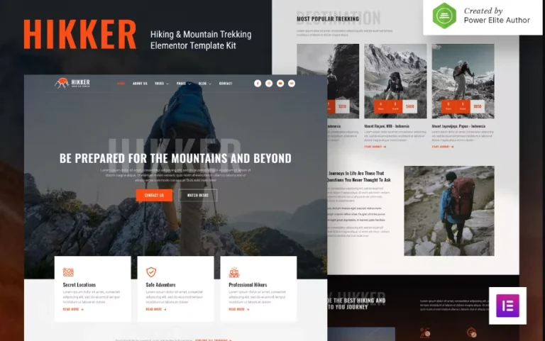 Hikker – Hiking & Mountain Trekking Elementor Template Hikker – Hiking & Mountain Trekking Elementor Template - Imagen 1